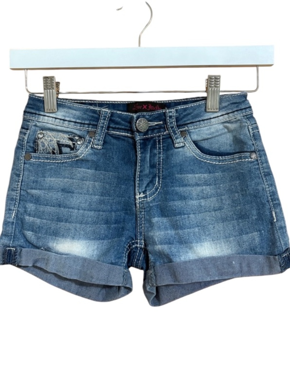 Love Indigo Girls Size 10 Embellished Jean Denim Shorts